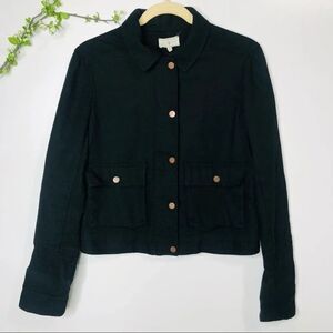 Lou & Grey Black Copper Snap Front Crop Jacket
